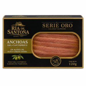 Anchoas del Cantábrico en Aceite de Oliva Virgen Serie Oro Ría de Santoña 120 g