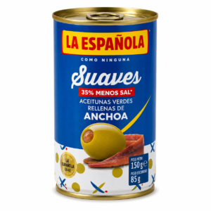 Aceitunas Verdes Rellenas de Anchoa Suaves La Española 150 g