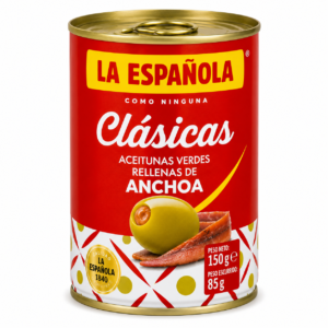 Aceitunas Verdes Rellenas de Anchoa Clásicas La Española 150 g