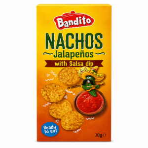 Nachos con Jalapeños y Salsa Dip Bandito 70 g
