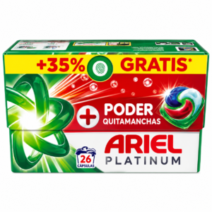 Detergente Ariel Platinum Pods Poder Quitamanchas 26 cápsulas