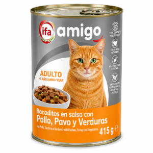 Bocaditos en Salsa con Pollo, Pavo y Verduras Ifa Amigo 415 g