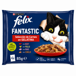 Comida para Gato Fantastic Selección de Carnes en Gelatina Felix 4 x 85 g